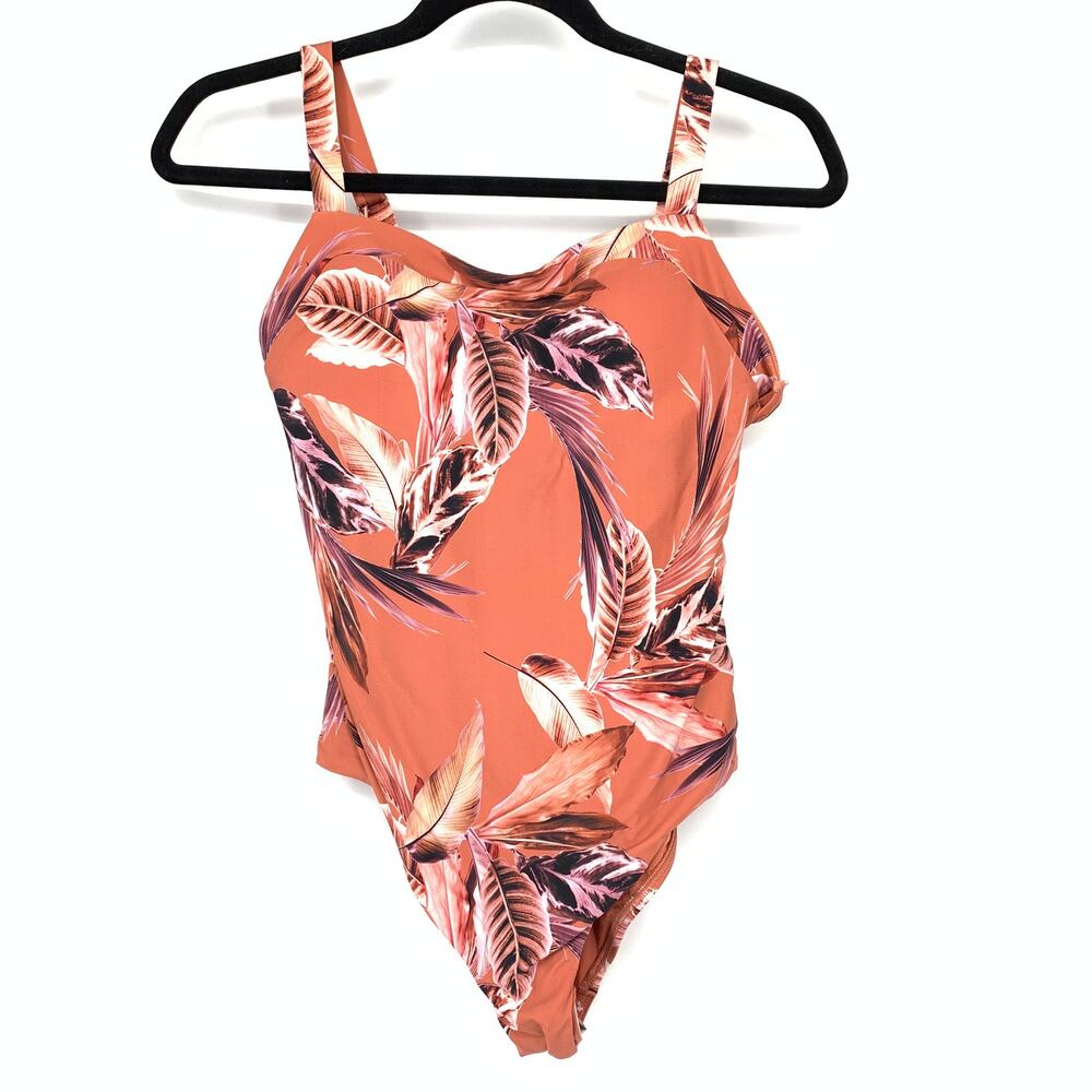 Milea One Piece Swimsuit Womens US Sz 8 Coral Pink Floral Print NEW